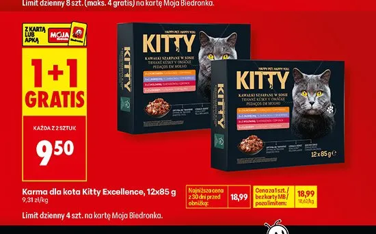 Karma dla kota Kitty Excellence bogata w wołowinę promocja w Biedronka