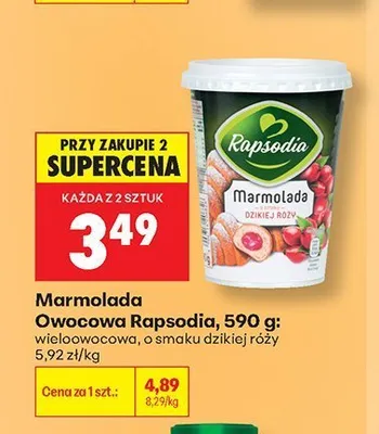 Marmolada Owocowa Rapsodia o smaku dzikiej róży promocja w Biedronka