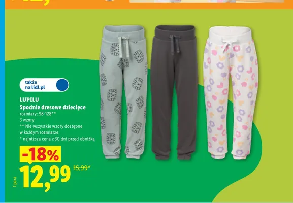 Spodnie dresowe dziecięce Lupilu promocja w Lidl