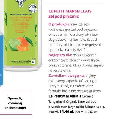 Żel pod prysznic Le Petit Marseillais Organic Tangerine & Organic Lime promocja w Hebe