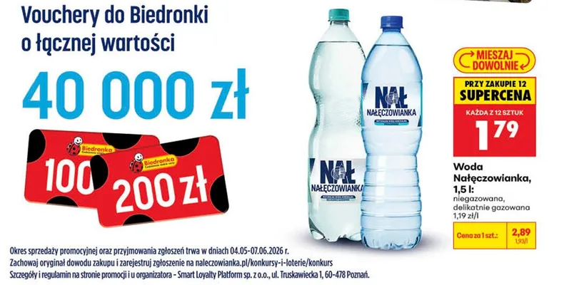 Woda Nałęczowianka niegazowana promocja w Biedronka