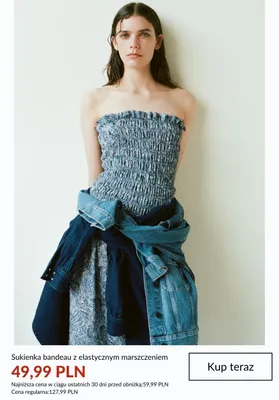 Sukienka bandeau z elastycznym marszczeniem promocja w H&M