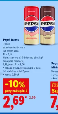 Napój gazowany Pepsi Treats strawberries & cream promocja w Lidl