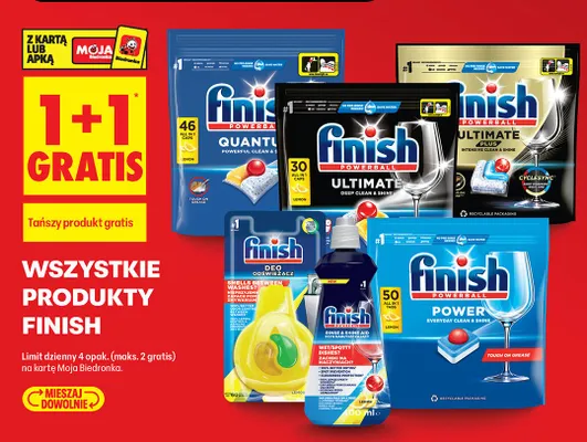 Wszystkie produkty Finish 1+1 GRATIS promocja w Biedronka