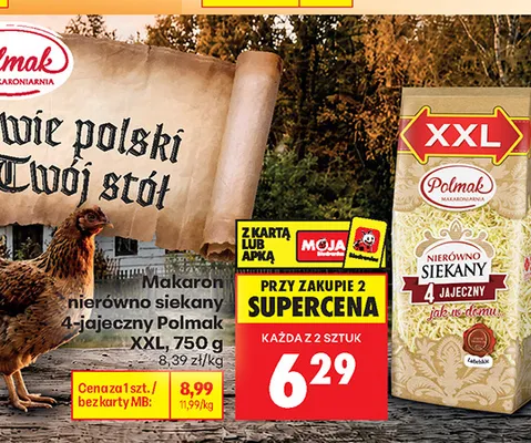 Makaron nierówno siekany 4-jajeczny Polmak XXL promocja w Biedronka