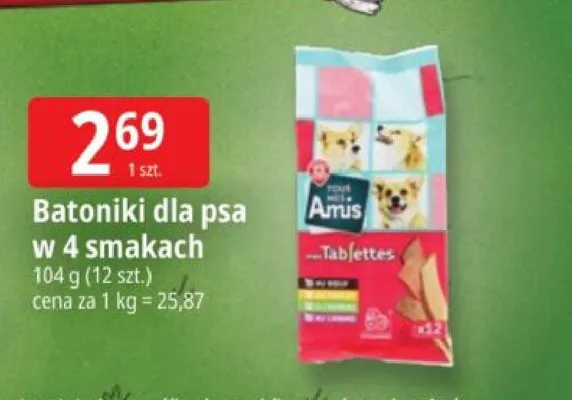 Batoniki dla psa w 4 smakach Amis promocja w Leclerc