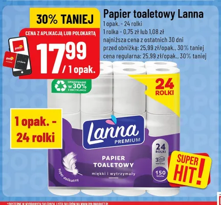 Papier toaletowy Lanna Premium promocja w POLOmarket