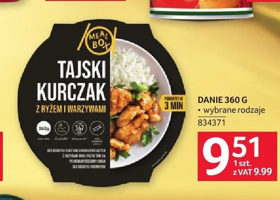 Danie gotowe Tajski Kurczak z ryżem i warzywami Meal Box promocja w Selgros