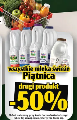 Mleko pełne świeże Piątnica 4,0% promocja w TOPAZ