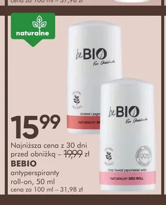 Antyperspirant roll-on Granat i jagody goji beBio promocja w Super-Pharm