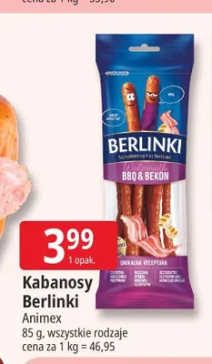 Kabanosy Berlinki BBQ & Bekon Animex promocja w Leclerc