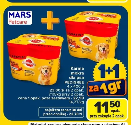 Karma mokra dla psa Pedigree 4-pak promocja w Carrefour