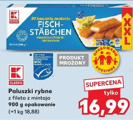 Paluszki rybne z fileta z mintaja K Classic promocja w Kaufland