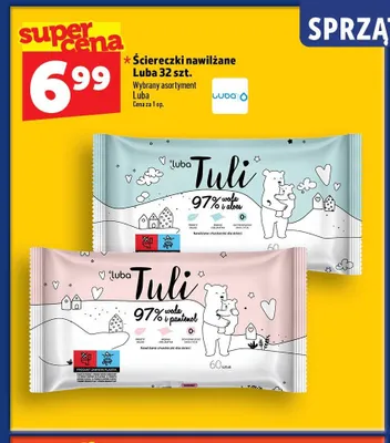 Chusteczki nawilżane Luba Tuli woda i pantenol promocja w TOPAZ