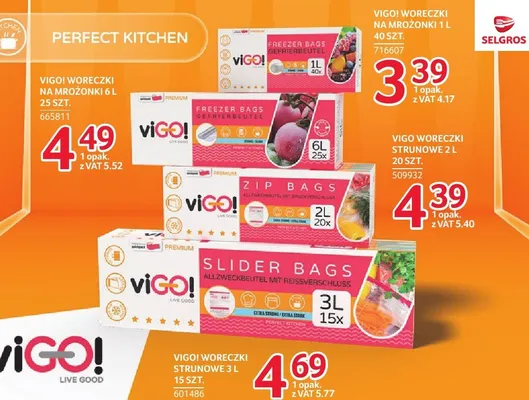 Woreczki VIGO! WORECZKI NA MROŻONKI 6 L 25 SZT. promocja w Selgros