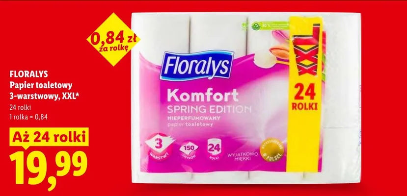 Papier toaletowy 3-warstwowy XXL Floralys Komfort Spring Edition promocja w Lidl