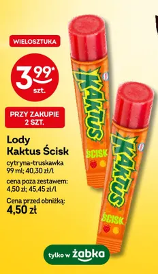 Lody Kaktus Ścisk cytryna-truskawka promocja w Żabka