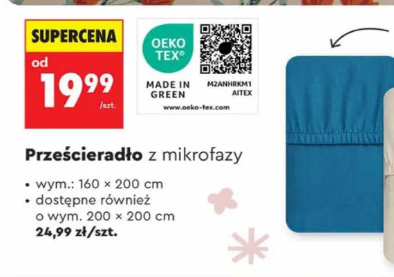 Prześcieradło z mikrofazy 160x200 cm promocja w Biedronka