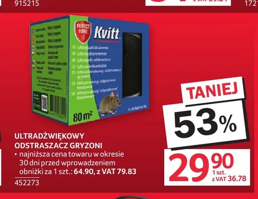 Ultradźwiękowy odstraszacz gryzoni Protect Home promocja w Selgros