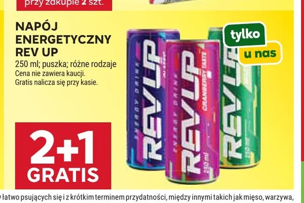 Napój energetyczny Rev Up promocja w Stokrotka