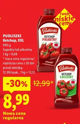 Ketchup XXL pikantny Pudliszki promocja w Lidl