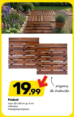 Podest ryflowany 50x50 cm gr.3 cm impregnacja brązowa promocja w Bricomarche
