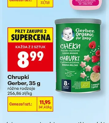 Chrupki Gerber Organic Cheki Banan Malina promocja w Biedronka