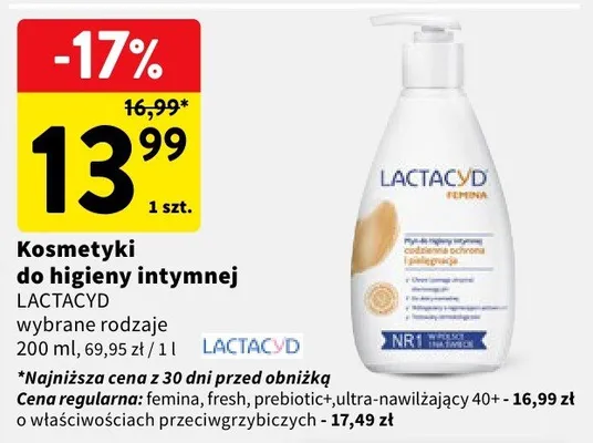 Kosmetyki do higieny intymnej wybrane rodzaje promocja w Intermarche