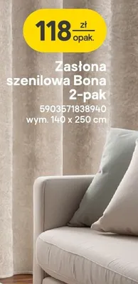 Zasłona szenilowa Bona 2-pak promocja w Castorama