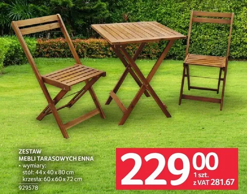 Zestaw mebli tarasowych Enna stół: 44x40x80cm krzesła: 60x60x72cm 929578 promocja w Selgros