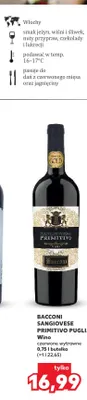 Wino czerwone wytrawne Bacconi Sangiovese Primitivo Puglia promocja w Kaufland