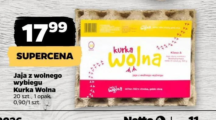 Jaja z wolnego wybiegu Kurka Wolna promocja w Netto