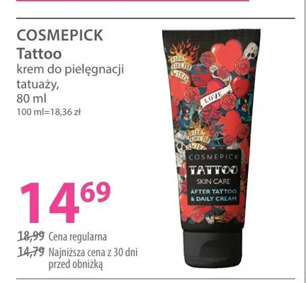 Krem do pielęgnacji tatuaży Cosmepick Tattoo promocja w Hebe