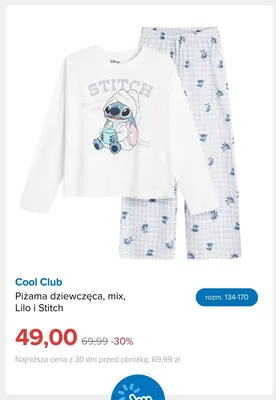 Piżama dziewczęca Lilo i Stitch Cool Club promocja w Smyk