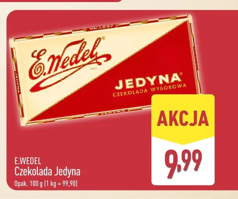 Czekolada Jedyna E.Wedel promocja w Aldi
