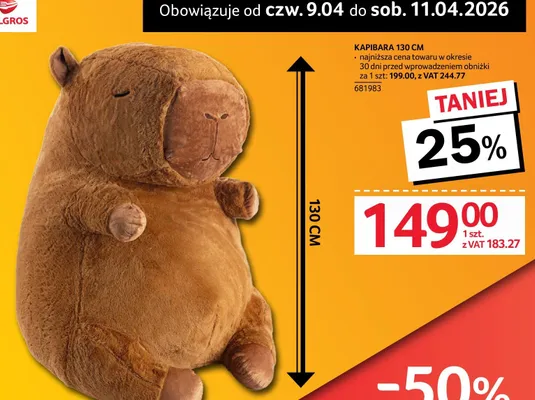 Kapibara 130 cm promocja w Selgros