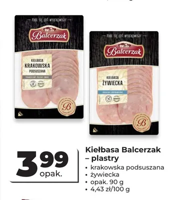 Kiełbasa krakowska podsuszana w plastrach Balcerzak promocja w Odido