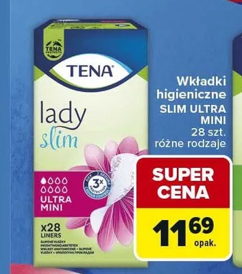 Wkładki higieniczne TENA lady slim ultra mini promocja w Carrefour Market