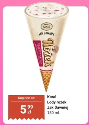 Lody rożek Jak Dawniej Koral promocja w Dino