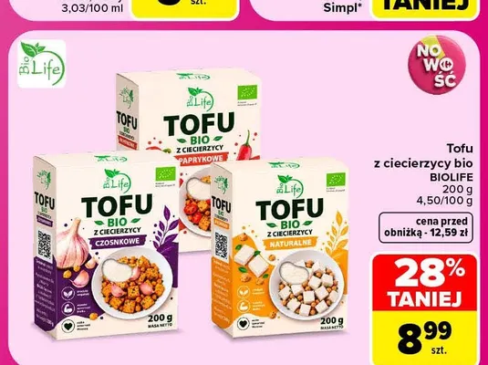 Tofu z ciecierzycy bio naturalne BioLife promocja w Carrefour Market