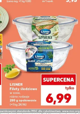 Filety śledziowe w sosie ze szparagami Lisner promocja w Kaufland