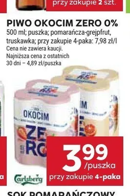 Piwo bezalkoholowe Okocim Zero truskawka promocja w Stokrotka