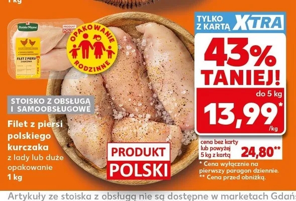 Filet z piersi polskiego kurczaka z lady lub duże opakowanie promocja w Kaufland