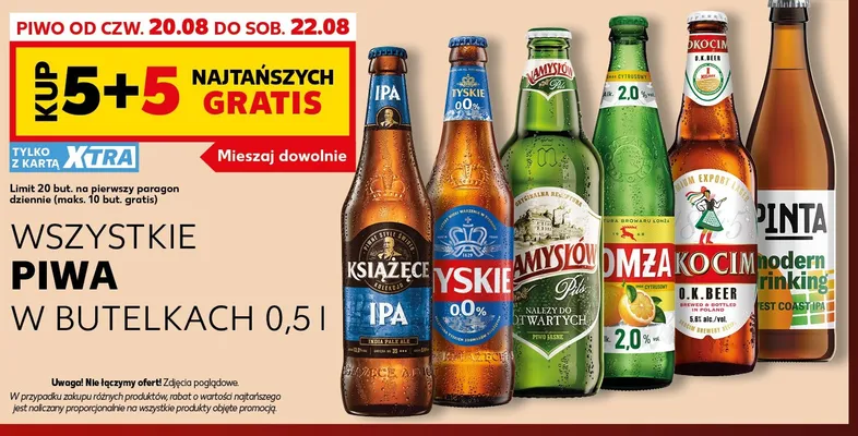 Piwa w butelkach 0,5 l promocja w Kaufland