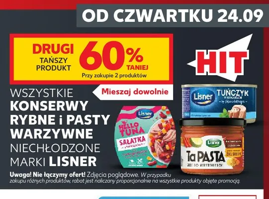 Tuńczyk w kawałkach w sosie własnym Lisner promocja w Kaufland