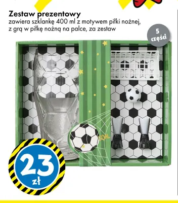 Zestaw prezentowy szklanka 400 ml + gra w piłkę nożną na palce promocja w Tedi