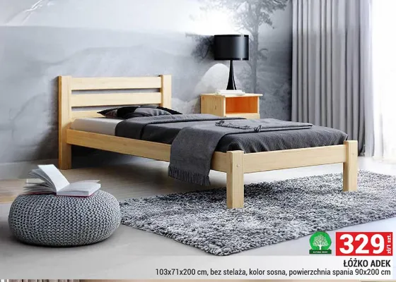 Łóżko Adek 103x71x200cm bez stelaża kolor sosna powierzchnia spania 90x200cm promocja w Merkury Market