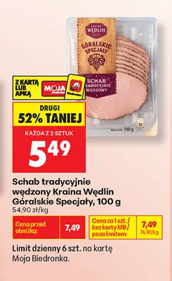 Schab tradycyjnie wędzony Kraina Wędlin Górskie Specjały promocja w Biedronka