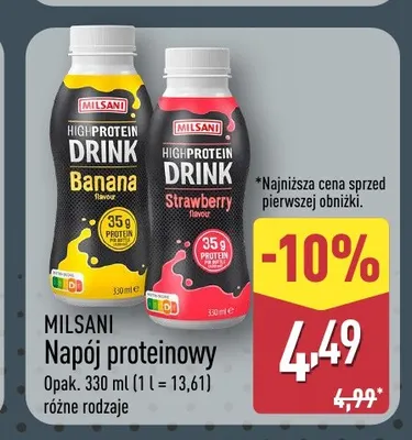 Napój proteinowy Milsani promocja w Aldi