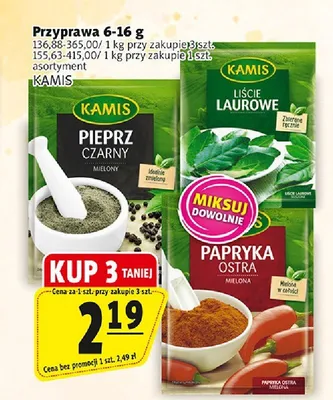 Przyprawa pieprz czarny mielony Kamis promocja w Prim Market